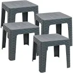 Sunnydaze Patio Side Table - Set of 4 - 18-inch Square - Gray