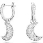 Sublima drop earrings, Moon, White, Rhodium plated