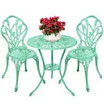 Best Choice Products 3-Piece Cast Aluminum Patio Bistro Furniture Set w/ Antique Finish - Teal