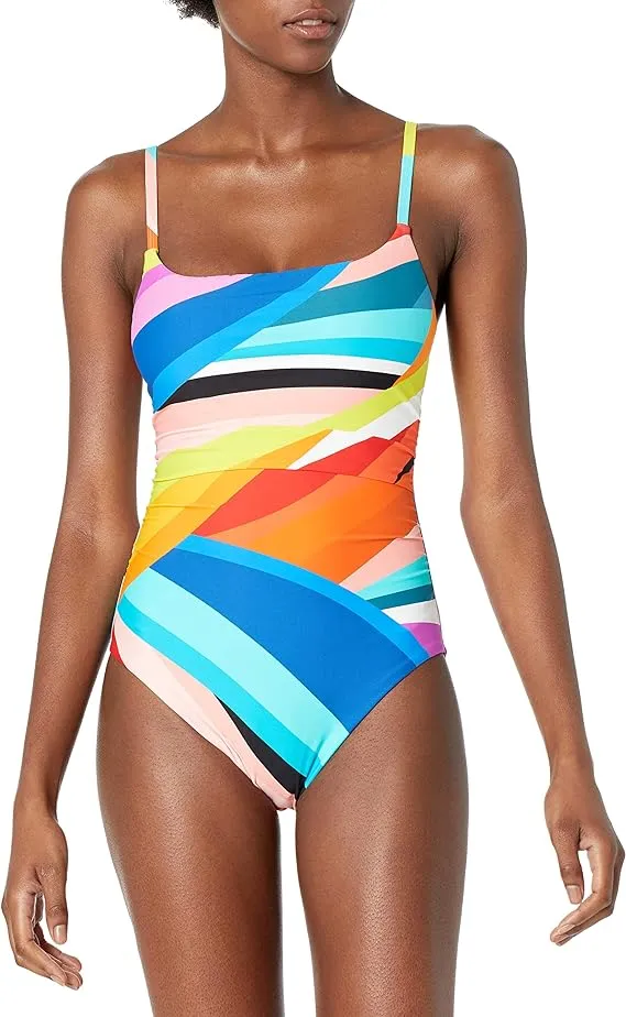 La Blanca Plus Size Sunscape One-Piece Swimsuit Multi