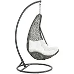 Modway Abate Outdoor Patio Swing Chair with Stand - Gray White