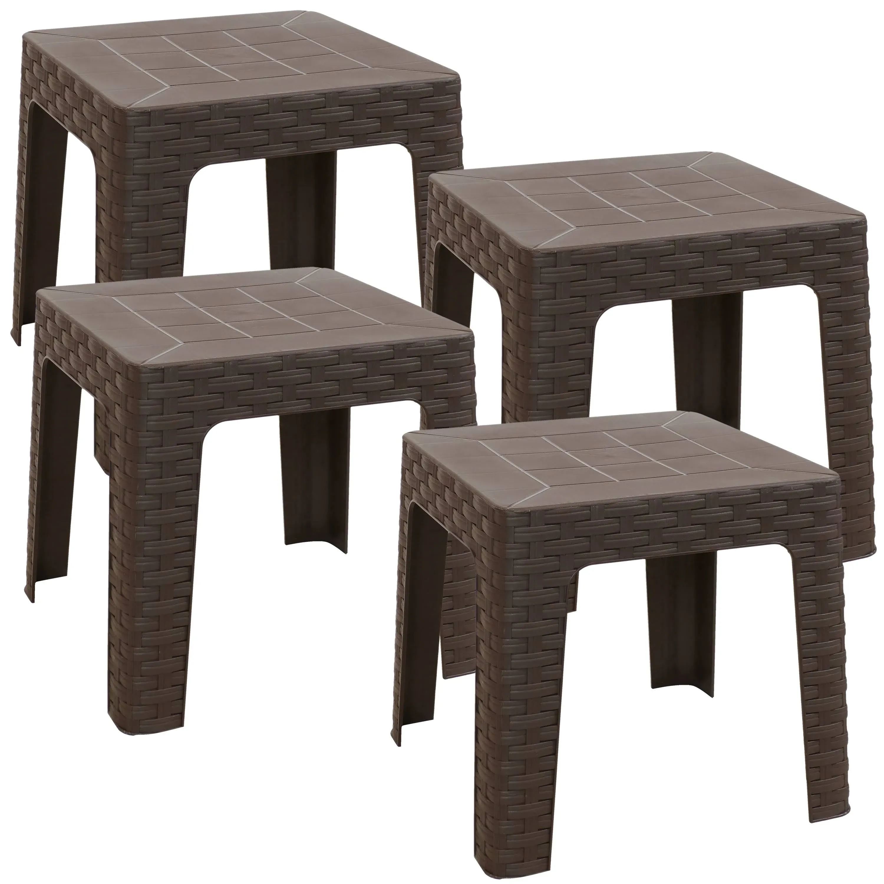 Sunnydaze 18" Plastic Square Patio Side Table Brown / 4