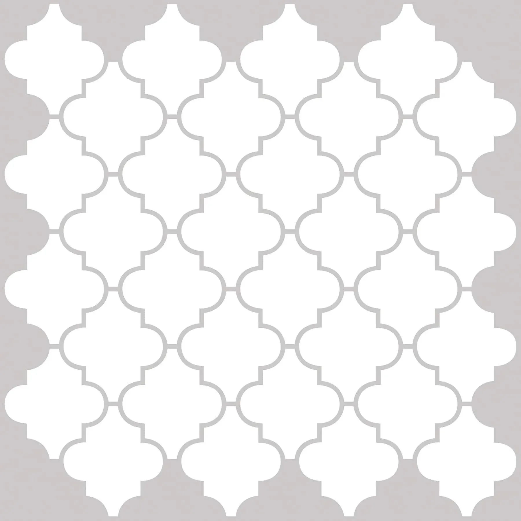 InHome Quatrefoil 10 in. x 10 in. Peel & Stick Resin Backsplash Tiles in White and Gray (4 Pack)