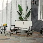 2-Person Outdoor Glider Bench, Outdoor Swing Chair Loveseat with Steel Frame for Backyard Garden Porch, Beige