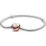 Pandora Heart Clasp Snake Chain Bracelet - Size 17