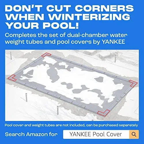 Yankee Pool Weights - Corner Pool Water Tubes | Pool Water Bags for Rect In-Ground Pool Covers | 23.6”x11.8” Pool Cover Weights | Pool Water Bags Heavy Duty 0.4 mm PVC | Cold-Resistant Pool Cover Bags