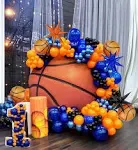 Basketball Balloon Garland Kit 150pcs Orange Blue Black and Foil Basketball Starburst Balloons for Sport Theme Party NBA All Star Birthday