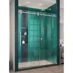 DreamLine Enigma-XO 50-54 in. W x 76 in. H Fully Frameless Sliding Shower Door, Brushed Stainless Steel