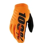 100% Brisker Gloves - Flourescent Orange/Black Full Finger Mens Medium