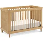 Namesake Marin 3-in-1 Convertible Crib with Cane Warm White/Honey Cane