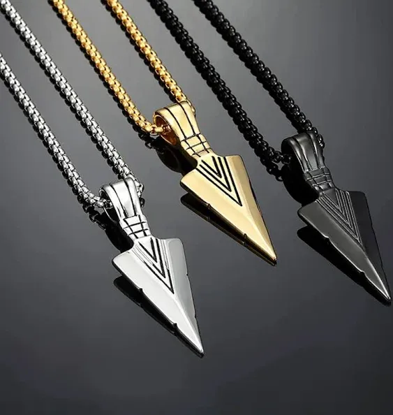 STARCHENIE Arrowhead Pendant Necklace Stainless Steel Spear Point Jewelry for Men