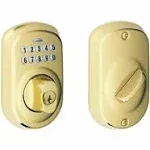 Schlage Plymouth Bright Brass Keypad Deadbolt