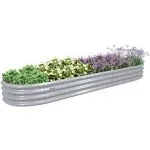 Tramull 12x2x1FT Galvanized Raised Garden Bed Kit Oval Metal Ground Planter Box Outdoor Bottomless Planter Raised Beds for Vegetables Flowers Herbs