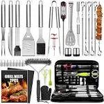 34pcs BBQ Grill Accessories Tools Set, Stainless Steel Grilling Tools with Carry