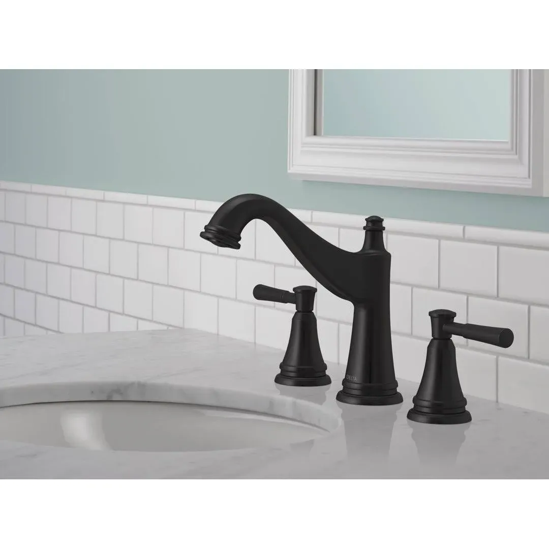 Delta Mylan Two Handle Widespread Bathroom Faucet 35777Lf Matte Black