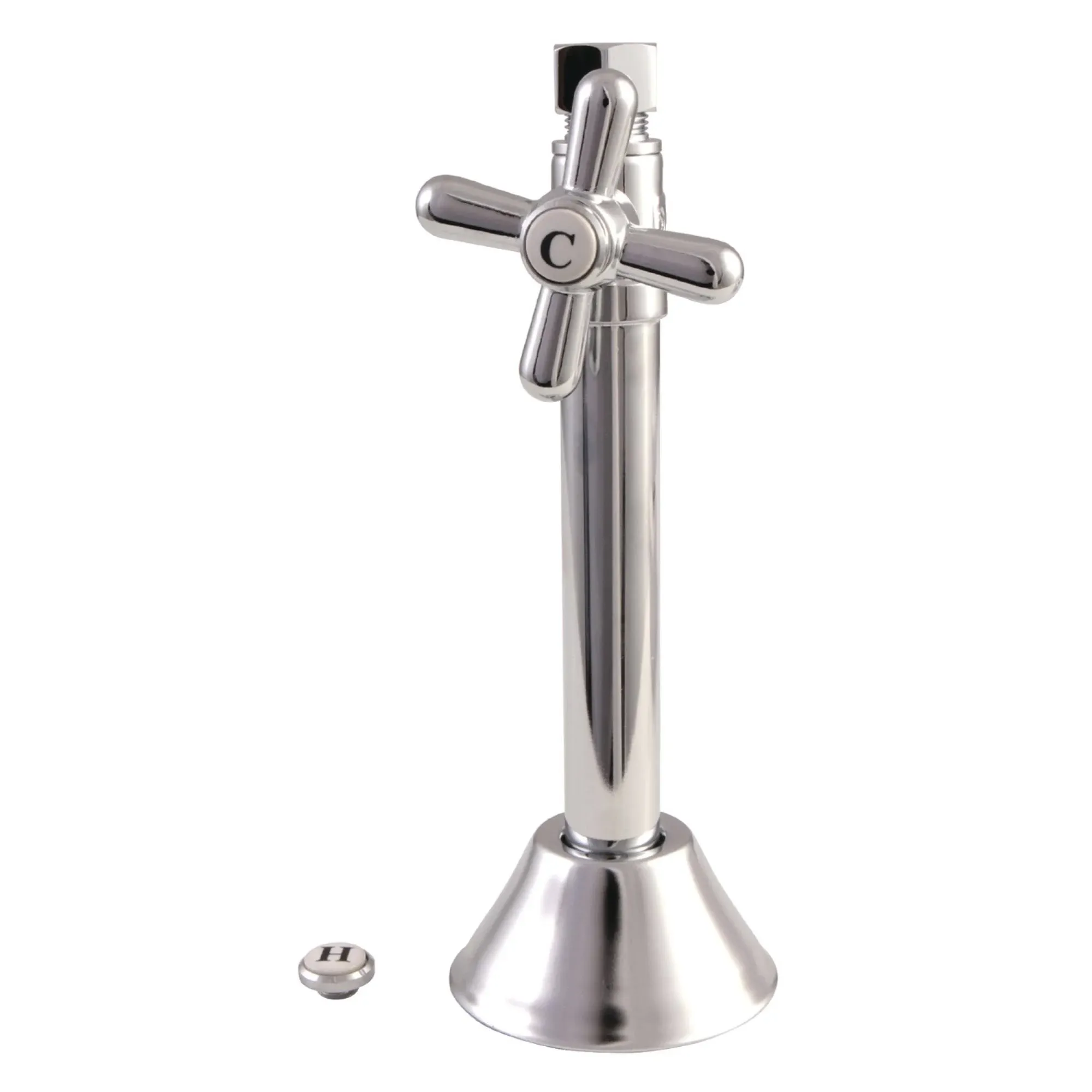 Kingston Brass Cc83251x 1/2" Sweat, 3/8" O.D. Compression Straight Shut-Off Valve with 5" Extension, Polished Chrome