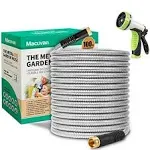 Flexible Metal Garden Hose 100ft-Heavy Duty Water Hose with Durable 304 Stainless Steel and 10 Way Spray Nozzle-Strong 3/4'' Solid Brass Fitting-Outdoor Yard No Kink Lightweight Long Hose Pipe