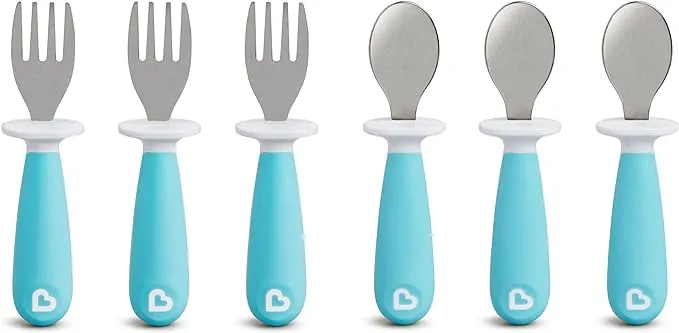 Munchkin 6 Count Raise Toddler Forks and Spoons, Blue