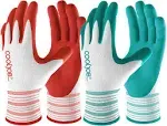 COOLJOB Gardening Gloves for Women and Ladies, 6 Pairs Breathable Rubber Coated Yard Garden Gloves, Outdoor Protective Work Gloves with Grip, Size Small, Red & Green