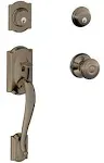 Schlage F62-CAM-GEO Camelot Double Cylinder Handleset with Georgian - Antique Pewter