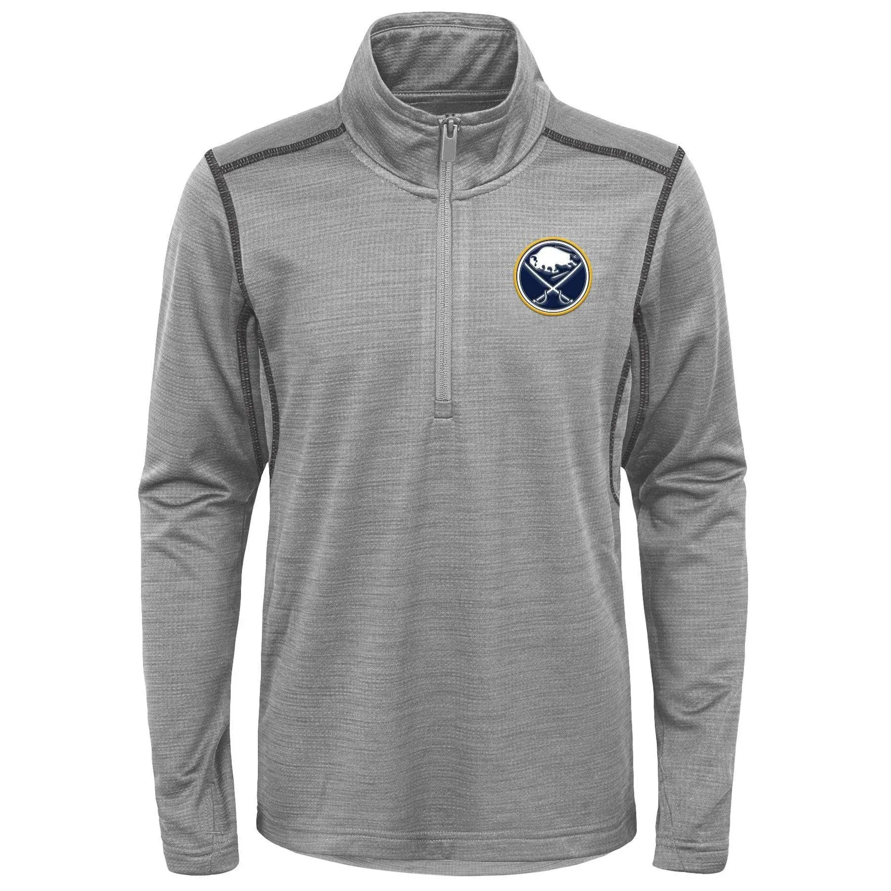 Outerstuff Buffalo Sabres NHL Boys Kids &amp; Youth 1/4 Zip Pullover Sweater, Grey