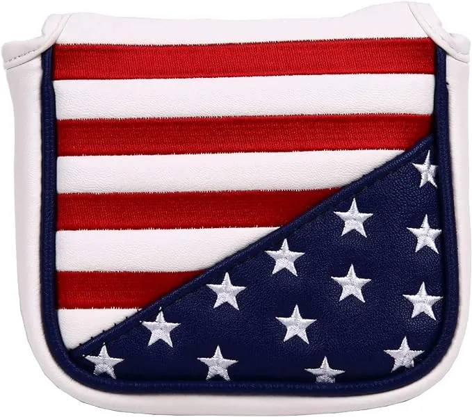 USA Stars and Stripes Square Mallet Shaped Magnetic Closure Golf Putter Head Cover for Scotty Cameron Golf Builder