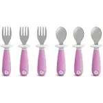 Munchkin® Raise™ Toddler Fork and Spoon Utensil Set, 6 Pack, Stainless Steel, Plastic, Purple