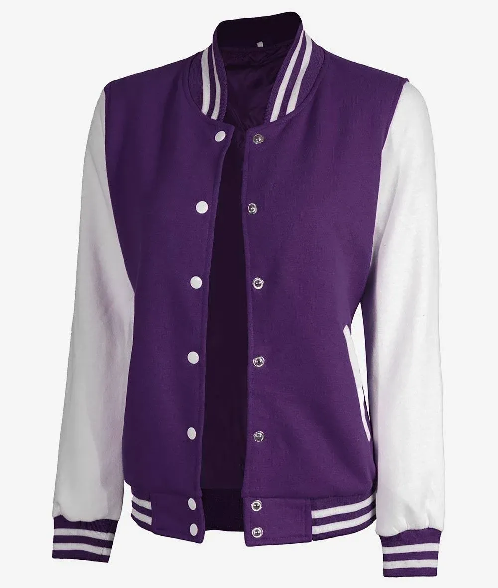 Womens Purple and White Varsity Jacket - College Letterman