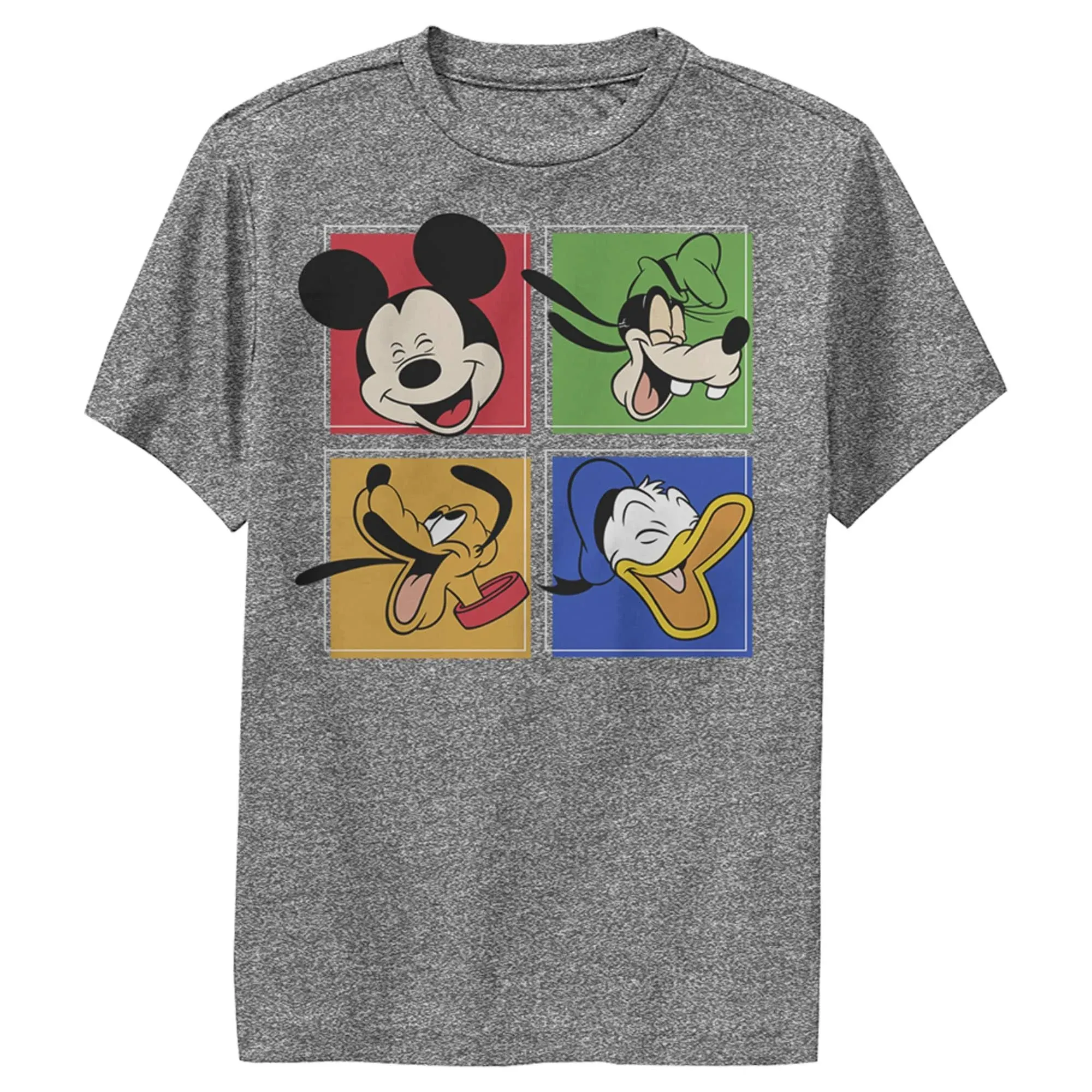 Boy's Mickey & Friends Character Grid Performance Tee - Charcoal Heather - Small