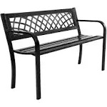 Costway Patio Park Garden Bench Porch Path Chair Outdoor Deck Steel Frame