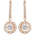 Swarovski drop earrings Round cut, White, Rose gold-tone plated 5504753