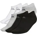 Adidas Women's 6 Pack Superlite No Show Socks (Black/Grey/White)