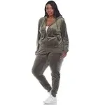 White Mark Women's 2 Piece Velour Tracksuit Set