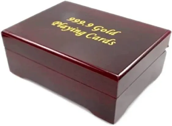 Armear Luxury 24K Gold Foil Poker Playing Cards with Wooden Gift Box, Premium Waterproof Cards for Party and Card Decks Game, Standard Size