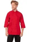 Chef Works Mens Morocco Short Sleeve Chef Coat, Red, Medium