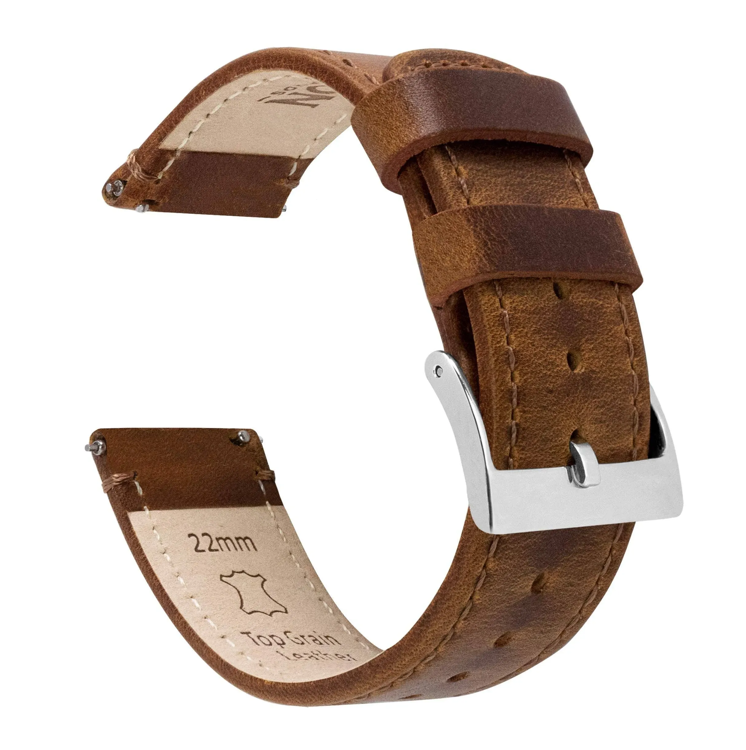 Weathered Brown Leather Quick Release | BARTON Watch Bands