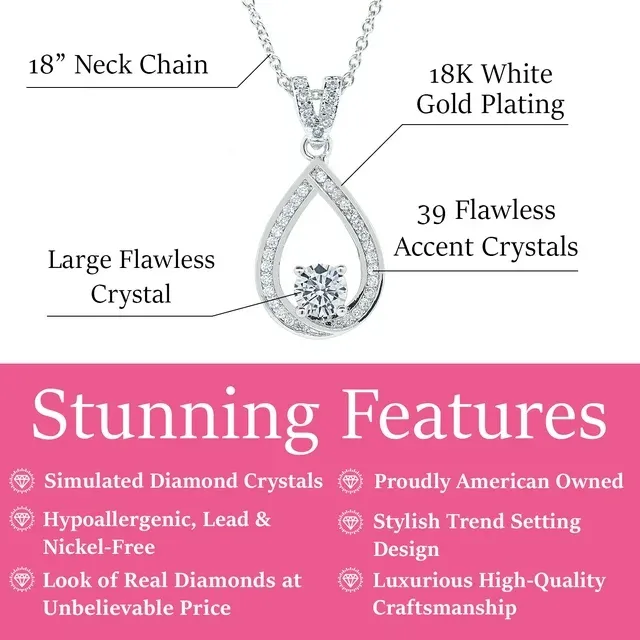 Cate & Chloe Arabella 18k White Gold Plated Halo Pendant Necklace | Women's Silver Necklace with Sparkling Simulated Diamond Crystals, Classic Jewelry for Women