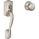 Schlage FE285 Cam Geo 619 Camelot Front Entry Handle with Georgian Interior Knob, Satin Nickel