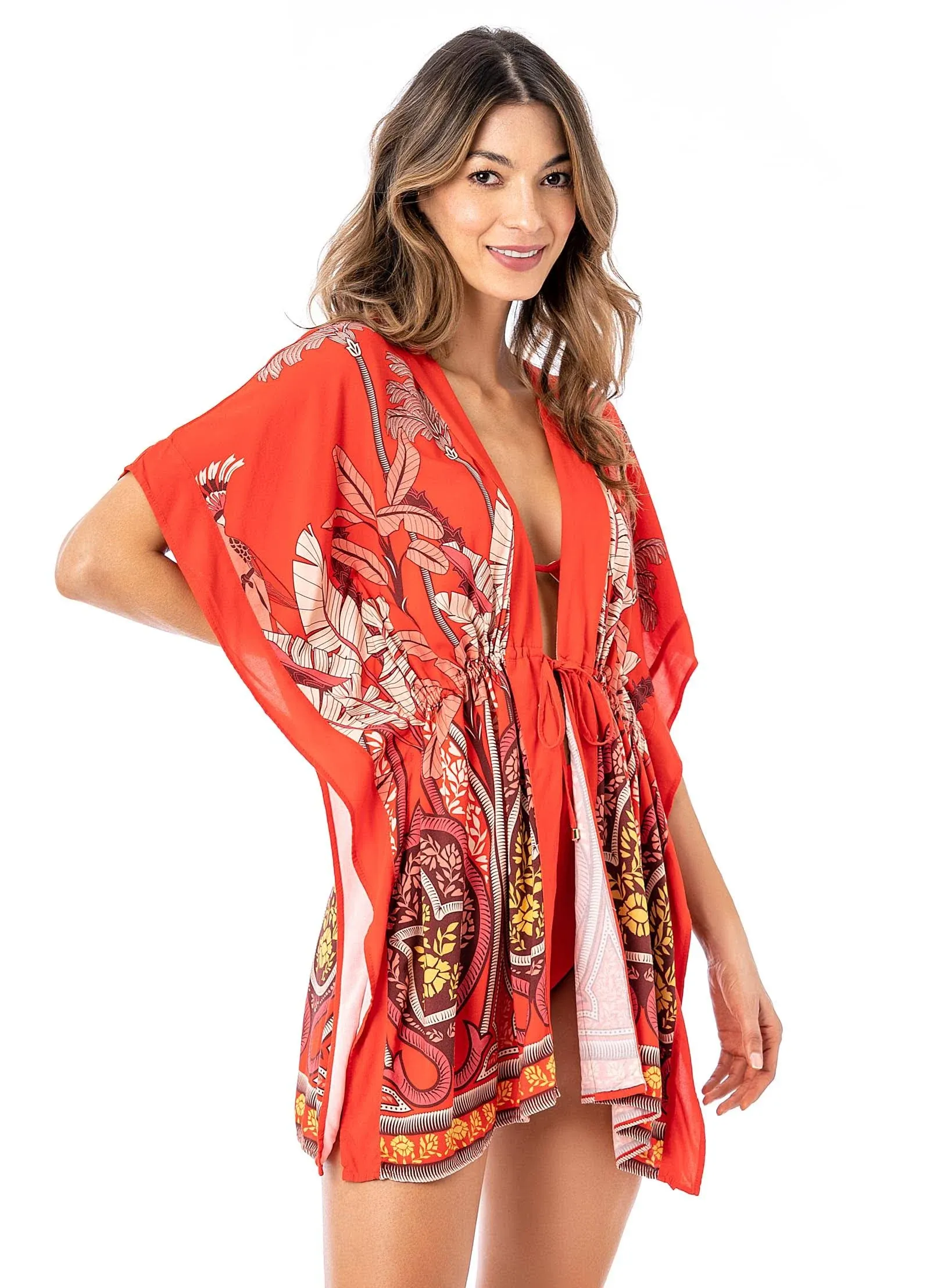 Maaji Parrot Palms Addy Kaftan MD / Dark Red