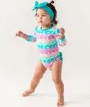 RuffleButts Mermaid One Piece Rash Guard - 3-6M