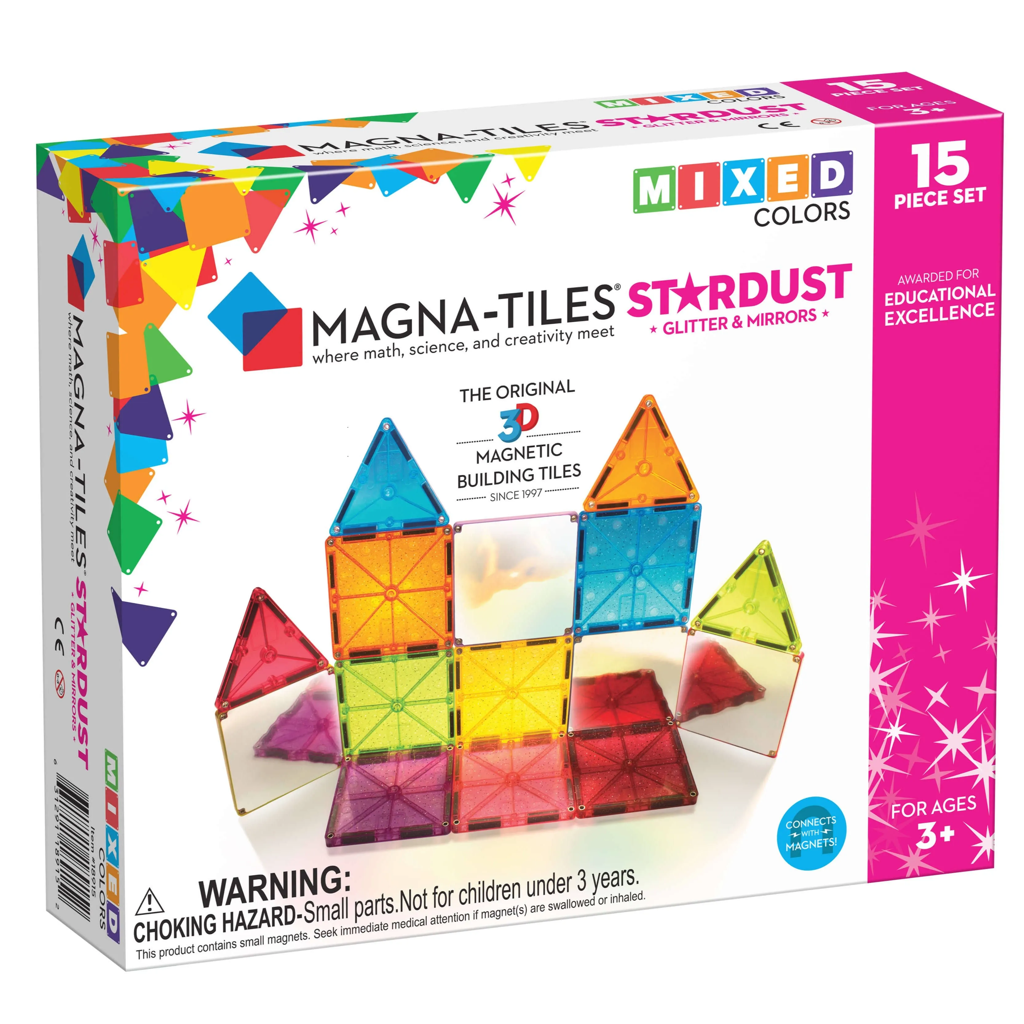 Magna-Tiles Stardust 15 Piece Set - Mixed Colors