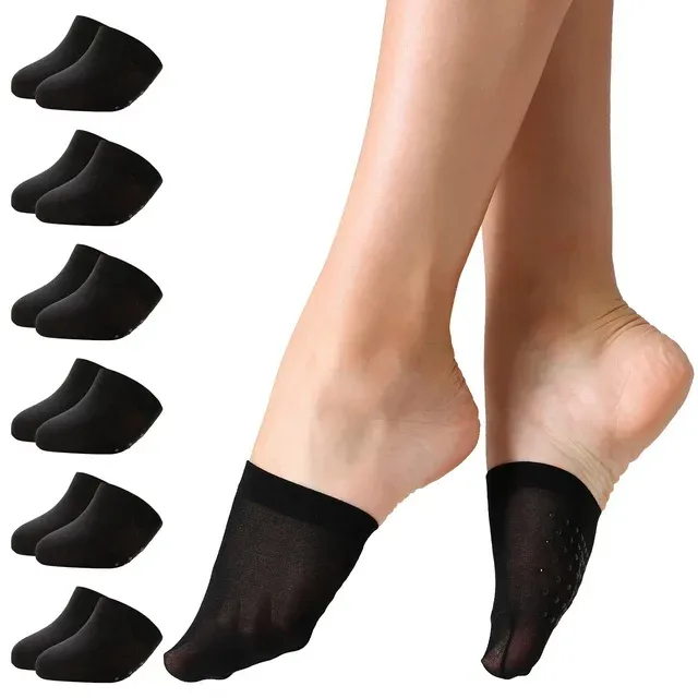 Manzi 6 Pairs Women Half Toe Topper Socks No Slip Toe No Show Liner Socks for Heels