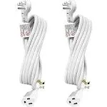 Firmerst 1875w Flat Plug Extension Cord 10 feet 14 AWG 15A White, Pack of 2