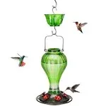 Kingsyard Glass Hummingbird Feeder 24 Ounces, 6 Feeding Ports, Ant Moat Included, Green