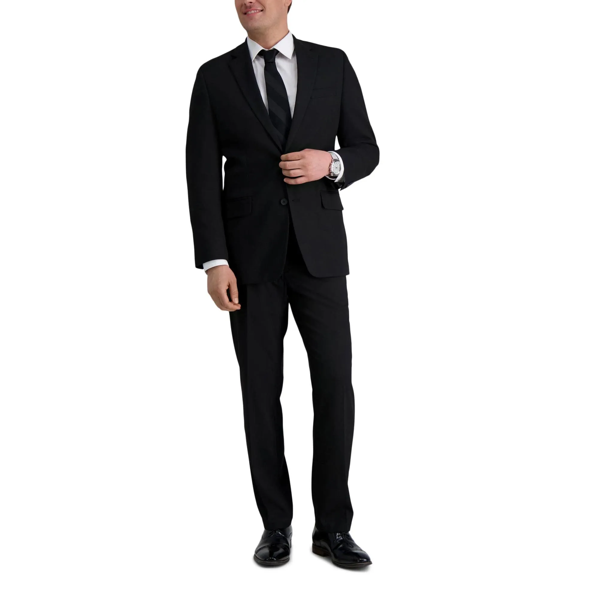 Men's J.M. Haggar Premium Tailored-Fit Stretch Flat-Front Suit Pants - Black