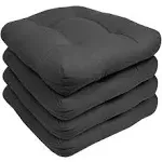 Indoor-Outdoor Reversible Solid Patio Seat Cushion Set-19"x19" Charcoal / 4 Pack