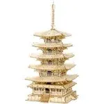 Robotime-Rolife DIY Five-storied Pagoda 3D Wooden Puzzle TGN02 Gift for Her