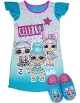 L.O.L. Surprise! Girls Pajama Set, Dorm Pjs with Slippers, Rocker Diva MC Swag Opal Q.T. Pearl Q.T