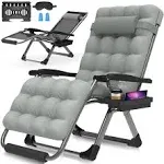 Suteck Oversized Zero Gravity Chair 29in XL Lounge Chair w/Removable Cushion&Headrest Reclining Camping Chair w/Upgraded Lock and Footrest Reclining