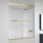 Vinnova Spezia 60" W x 58" H Double Sliding Frameless Tub Door in Brushed Gold